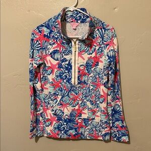 Lilly Pulitzer Vibrant Blue and Pink Quarter Zip Jacket XSmall